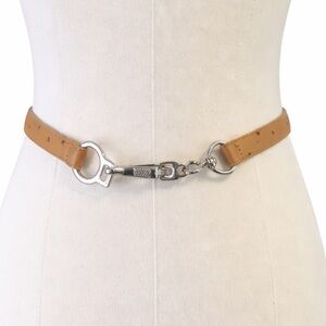 EXPRESS Women’s Thin Tan Leather Ostrich Clip Buckle Belt L